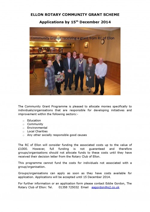 Ellon Rotary Community Grant 2014-15-001