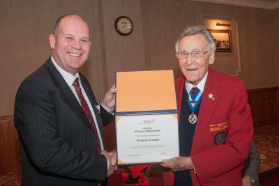 Norman Cooper with Donny Chisholm 50 Years in Rotary